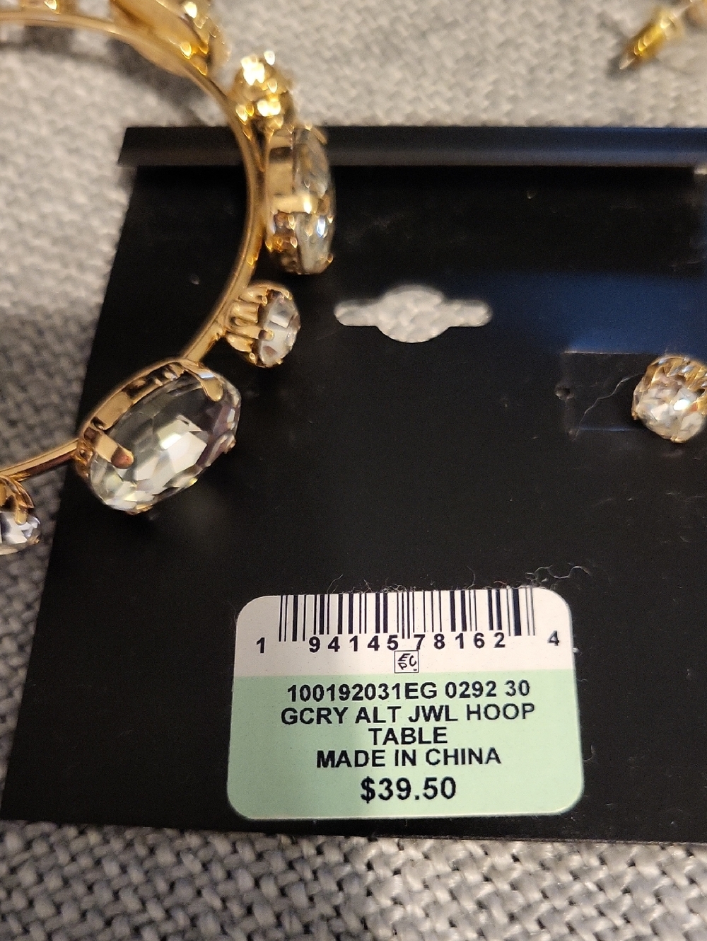 International Concepts Large Goldtone Jeweled Hoop Earrings - Picture 4 of 4